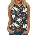 thumbnail image 1 of Snorda Débardeurs pour Femmes Grande Taille Mode Féminine Décontractée Été Imprimé Sans Manches Col Rond Haut Blouse Débardeur P-5TG, 1 of 5