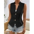 thumbnail image 3 of Women'S 2025 Summer Sleeveless Vest Casual Fully-Lined Slim Work Fashion Petite Elegant Tops Black S, 3 of 8