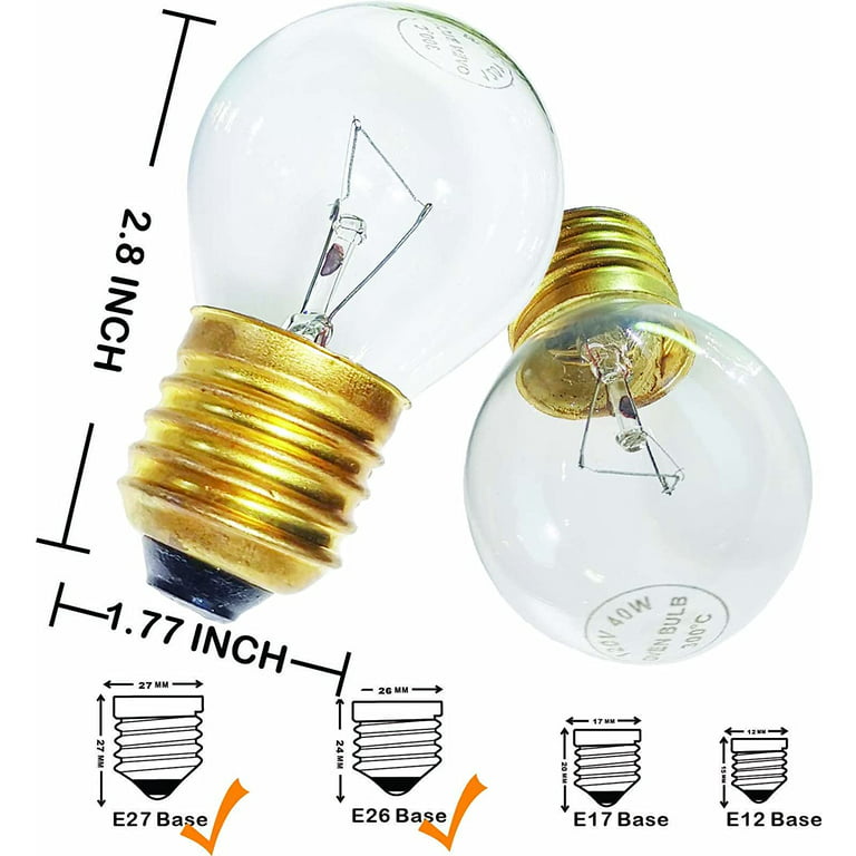Oven Light Bulbs 40W Appliance Replacement Bulbs for Oven Stove  Refrigerator Microwave Incandescent High Temp G45