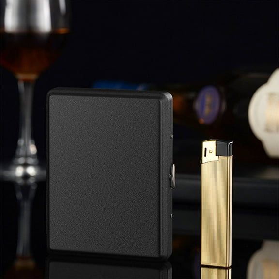 Cigarette Case and Lighter Set | Synthetic Leather Metal | Holds 20 Thick Cigarettes | Humidity-Proof Wrinkle Resistant | Ergonomic Glossy Design | Double-Sided Opening | Durable for Outdoors Bars