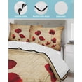 thumbnail image 4 of Quilts Twin Size Bedding Set, Red Poppy Flowers Lightweight Quilted Comforter, Vintage Country Floral Plant Soft Reversible Bedspread Coverlet with Pillow Covers for All Season, 68" x 86", 4 of 7