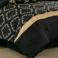 thumbnail image 3 of Chezmoi Collection Agnes 7-Piece Black/Gold Floral Vine Embroidered Faux Silk Comforter Set, Full, 3 of 9