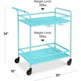 thumbnail image 2 of ZYPPP Outdoor Mobile Patio Bar Cart, Home Bar Serving Cart, BBQ Side Table w/ 2 Tier Storage, Wine Rack, Lockable Wheels - Teal, 2 of 9