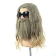 thumbnail image 2 of Pelucas rizadas largas y rubias marrones para hombres con bigote Peluca de fiesta de disfraces de Halloween Cosplay, 2 of 5