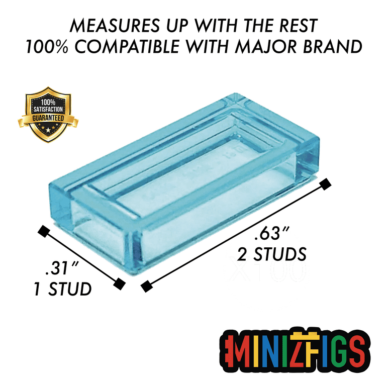 1x2 Tiles Transparent Light Blue, 550 PCS, Bulk Flat Building