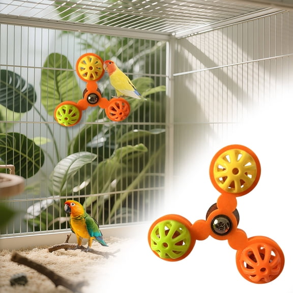 Interactive Parrot Toy with Chewable Bells And Rotating Windmill - Mental Stimulation Bird Toy for Cockatiel Parakeet, Foraging Toy for Pet Birds Parrot Toys Bird Cage Accessories Dogt01