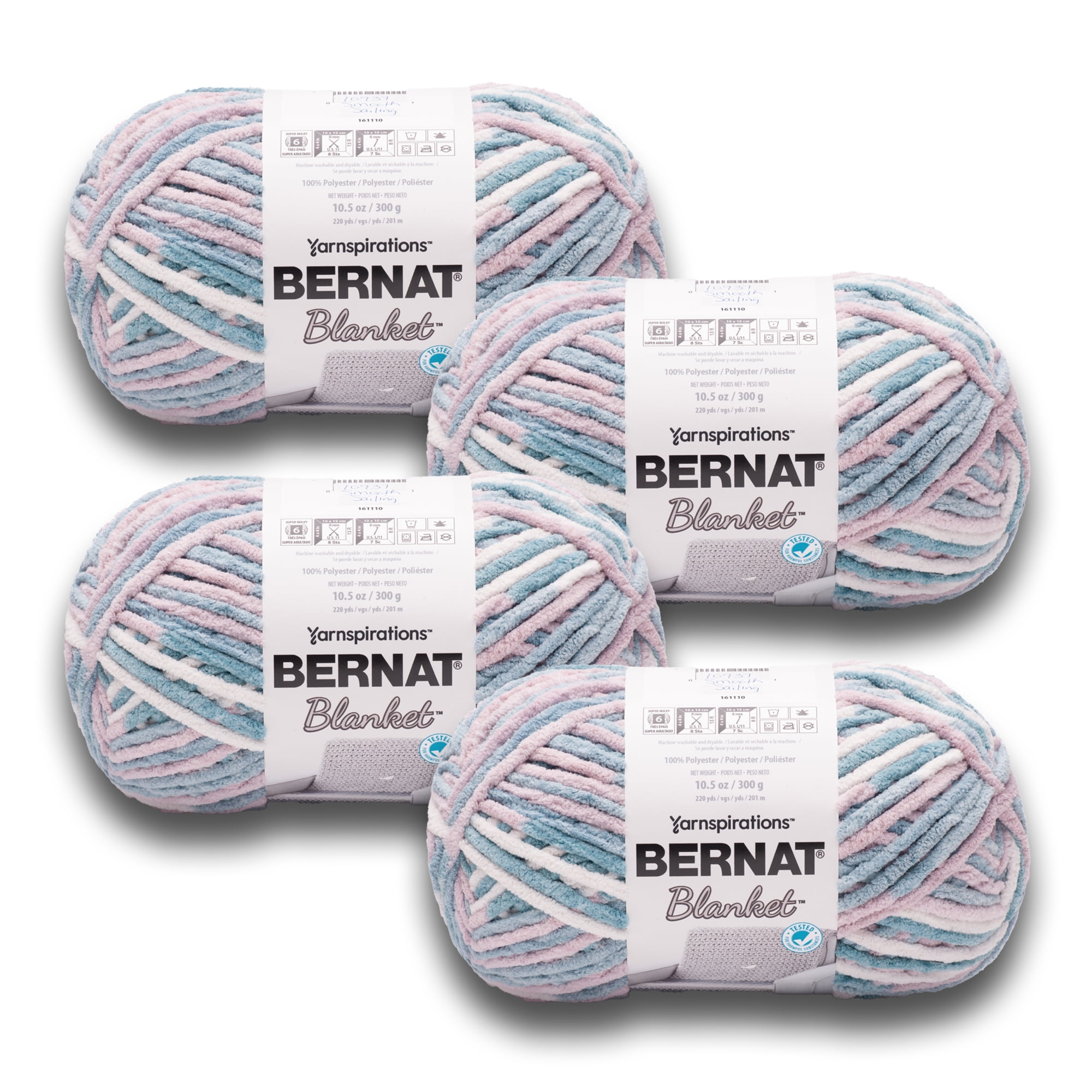 Bernat® Blanket™ 6 Super Bulky Polyester Yarn, Smooth Sailing 10.5oz/300g, 220 Yards (4 Pack