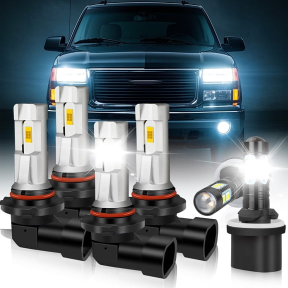 For GMC Yukon SLT 2000-2006 Combo 6000K Bulbs 9005 9006 LED Headlights 880 Fog Bulbs 6pcs White Super Bright