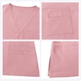 thumbnail image 6 of Jinhomg Scrubs Sets for Women Men Solid Color V-Neck Short Sleeve Work Tee And Long Pants Nurse Uniform with Pockets Pink,XXL, 6 of 7
