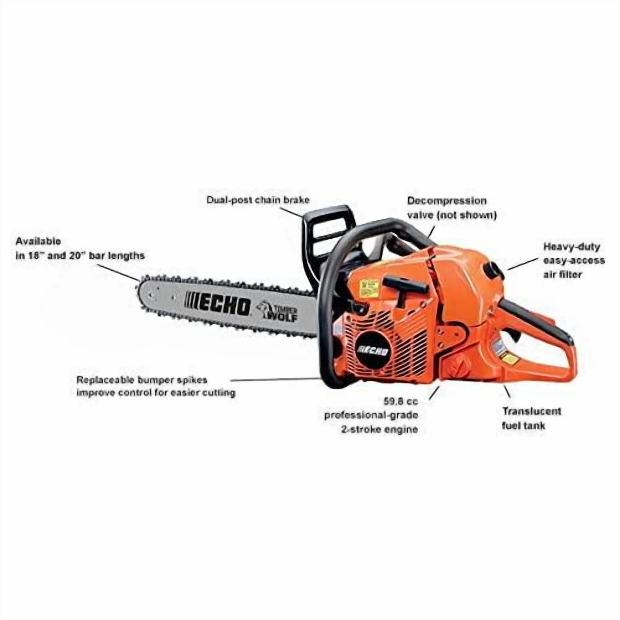 Echo Heavy-Duty 20 in. 59.8 cc Gasoline Powered 2-Stroke Chainsaw