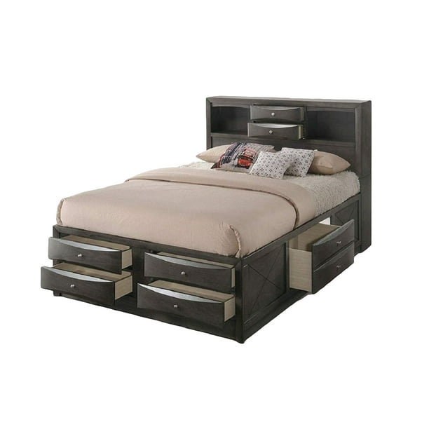 Storage Bed King Gray Oak Com, Oak King Size Bed Frame With Storage