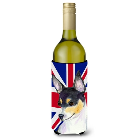 

Carolines Treasures SS4960LITERK Rat Terrier with English Union Jack British Flag Wine Bottle Hugger Wine Bottle