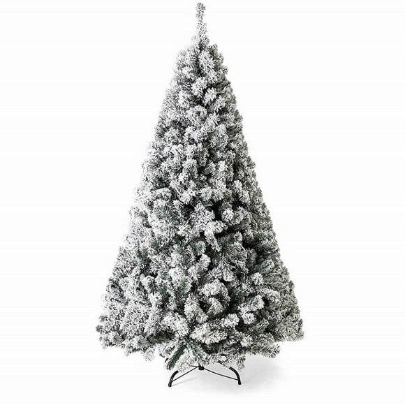 Gymax 9ft Snow Flocked Hinged Artificial Christmas Tree Unlit Holiday Decor