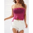 thumbnail image 6 of hirigin Women's Summer Bandeau Tops, Strapless 3D Flower Solid Color See-Through Knit Tube Tops, 6 of 9