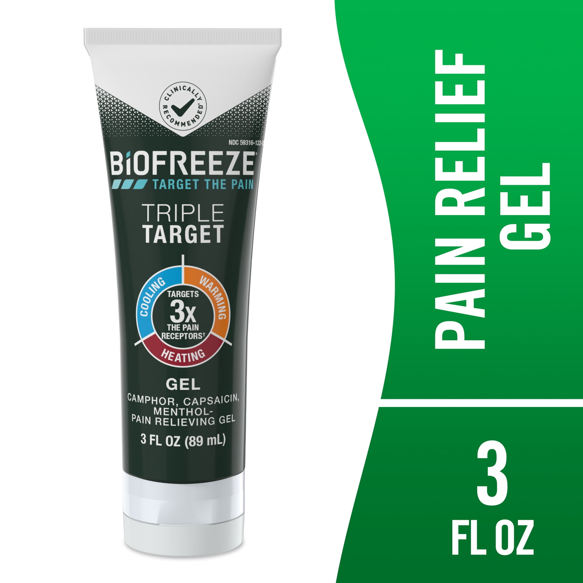 Biofreeze Triple Target Muscle & Arthritis Pain Relief Gel with Menthol, Camphor, & Capsaicin, 3 Fl Oz
