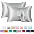 thumbnail image 1 of Set of 2 Lace Silk Pillowcases, Reversible Mulberry Silk and Wood Pulp Fiber Pillowcases, Standard Size 20" x 26", Cool Soft Silk Pillowcases, 1 of 5