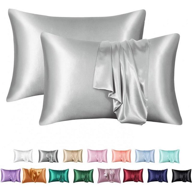 Set of 2 Lace Silk Pillowcases, Reversible Mulberry Silk and Wood Pulp Fiber Pillowcases, Standard Size 20" x 26", Cool Soft Silk Pillowcases
