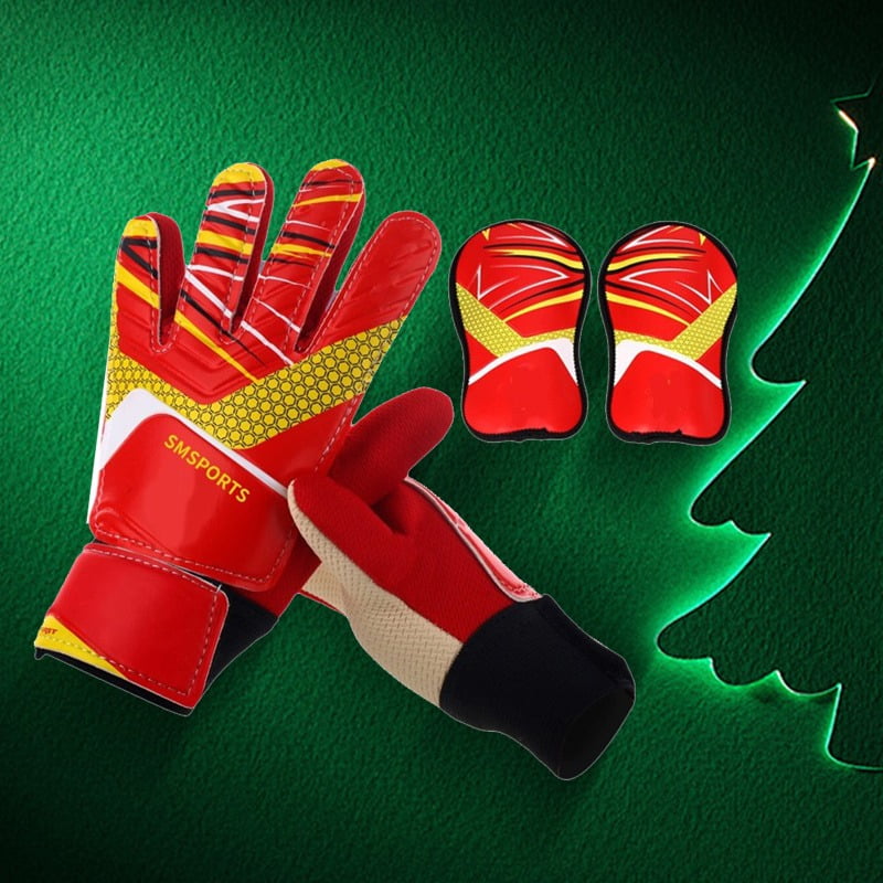 1 set of football goalkeeper gloves knee pads, made of anti slip and wear-resistant latex material, providing effective protection. Essential protective gear for youth football training