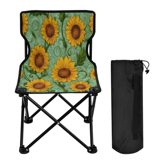 Folding Chair Camping Chair For Camping Picnicking Outdoor Beach and Travel Beautiful Hand-painted Sunflowers