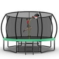 thumbnail image 1 of UIOWIO 12 ft Pumpkin Recreational Trampoline for Kids and Adults Outdoor Trampoline with Basketball Hoop Toddler Backyard Trampoline with Ladder,Enclosure Net,Storage Bag,Green, 1 of 8