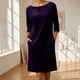 thumbnail image 1 of Karight Women's Velvet Dress Trendy Formal Long Sleeve Loose Casual Swing Mixi Dresses Plus Size for Daily Wear with Pockets, 1 of 5