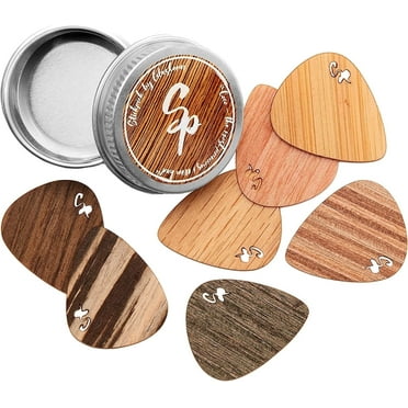 Stickpick Set of 7 Flexible Guitar Picks, Real Wood, Various Strengths