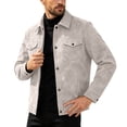 thumbnail image 6 of Raeneomay Men's Suede Button Jacket - Collared Long Sleeve Pocket Top, 6 of 6