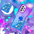 thumbnail image 5 of Clear Case for Samsung Galaxy A73 5G with Ring Kickstand, Girls Women Bling Gradient Quicksand Glitter Flowing Liquid Floating Case Cover for Samsung Galaxy A73 5G JB Purple Navy, 5 of 7