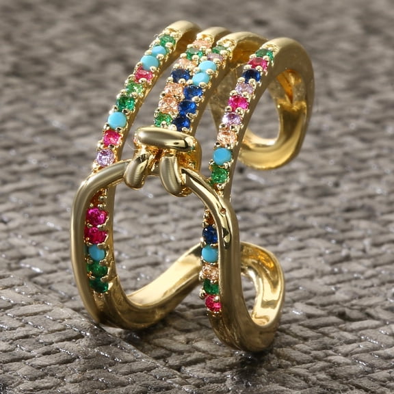 Geometric Ring Copper Ring with Zircon Inlaid Individually Packed Fashion Statement Ring Women's Ring Jewelry Gift for Her Party Ring Elegant Ring
