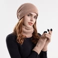 thumbnail image 5 of Unisex Soft Knit Plush Hat Scarf Gloves Set Winter Warm Ear Bib Winter Set for Seniors Easy On Off Knit Cap Scarf Gloves Soft Gentle on Skin Scarf a Hat Gloves, 5 of 5