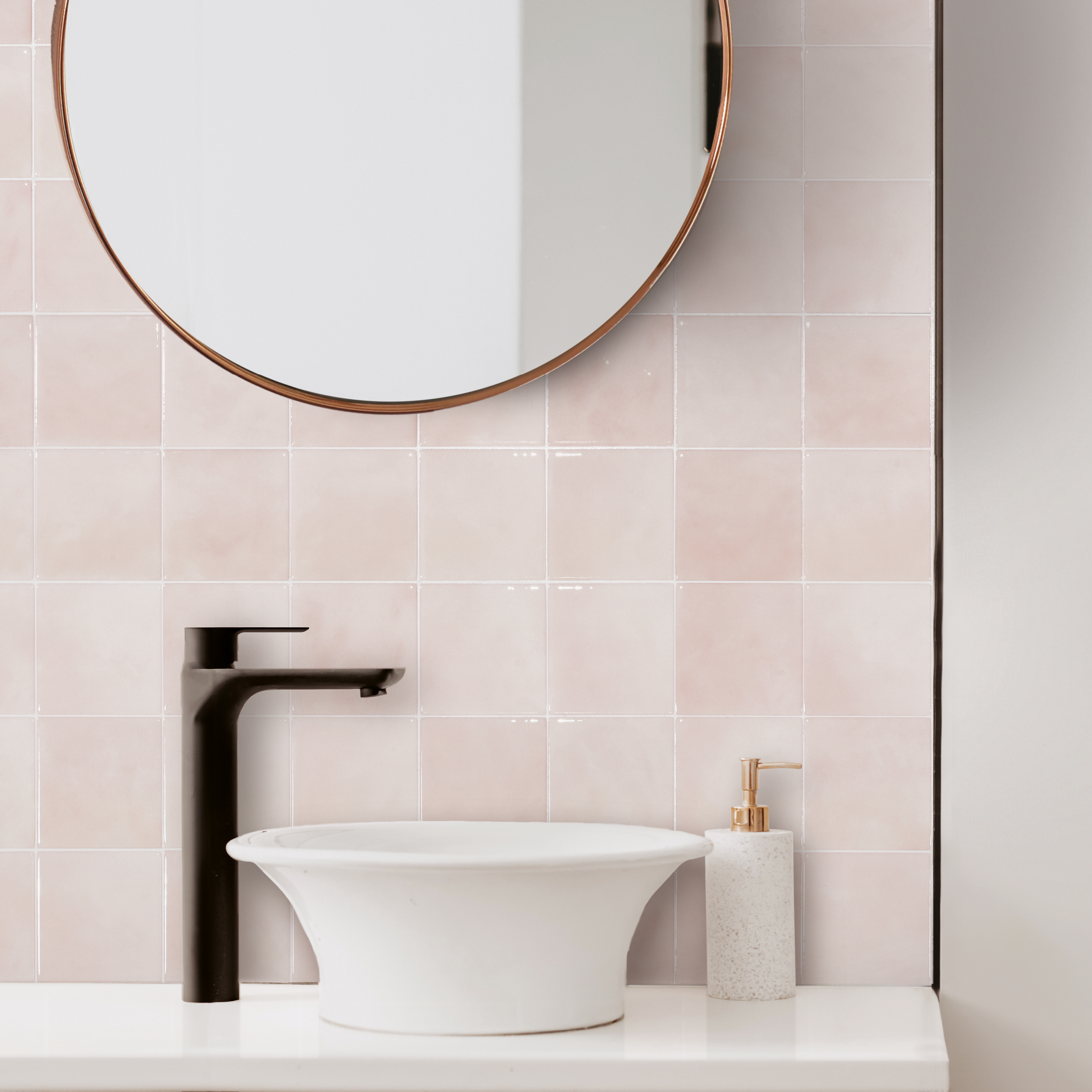 Smart Tiles Peel and Stick Backsplash, 5 Adhesive Tiles, Zellige Pink, 9"x9"