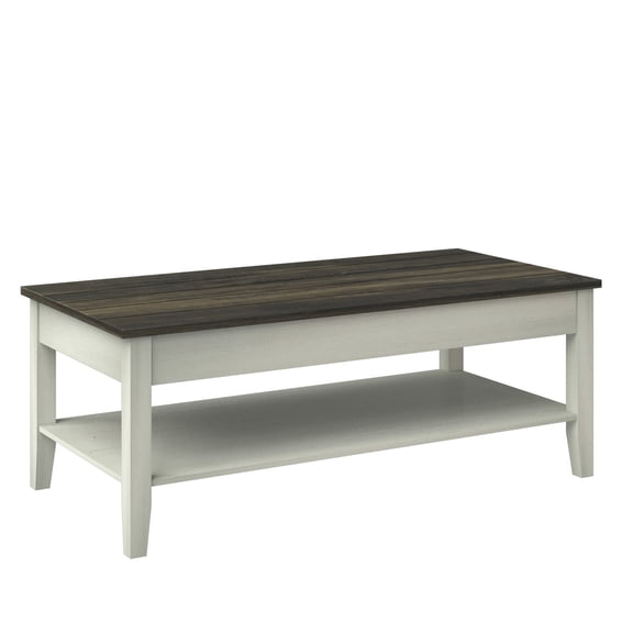 Twin Star Home Two Tone Modern Farmhouse Coffee Table in Old Wood White