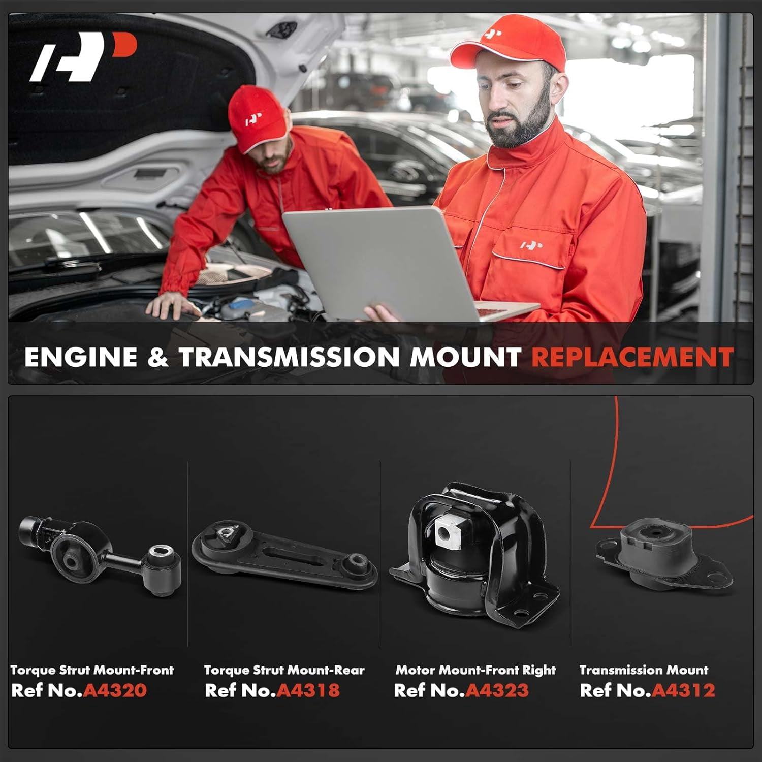 A-Premium Set of 4 Engine Motor Mount and Transmission Mount Kit Compatible with Nissan Versa 2007-2012, Cube 2009-2014, L4 1.8L, DOHC Petrol, Replace# 11220EL50A, 11360EL00A