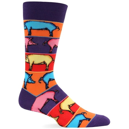Hot Sox Mens Pop Pigs Crew Socks
