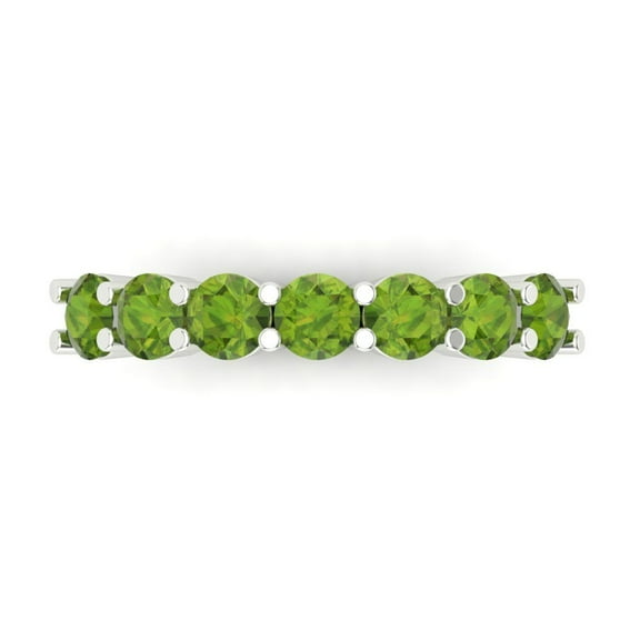 1.19 ctw Wedding Band for Women - 18K White Gold Natural Peridot Stackable Eternity Ring