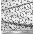 thumbnail image 2 of Soimoi White Silk Fabric Maze Cube Geometric Decor Fabric Printed Yard 42 Inch Wide, 2 of 3
