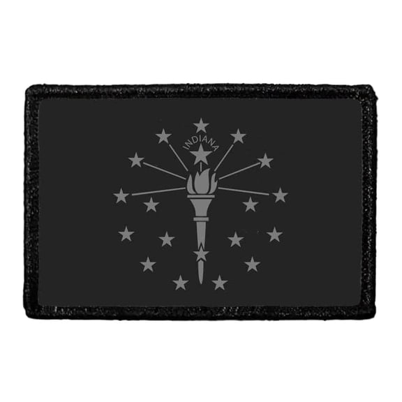 Indiana State Flag - Black and White - Removable Patch