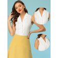 thumbnail image 2 of Camisas con botones para mujer, cuello de solapa, camisetas sin mangas de trabajo informales de verano blanco M, 2 of 5