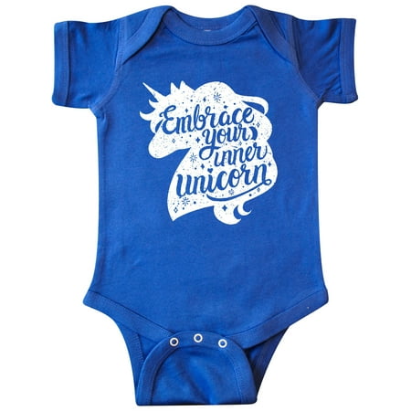 

Inktastic Embrace Your Inner Unicorn with Silhouette in White Grunge Gift Baby Boy or Baby Girl Bodysuit
