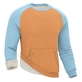 thumbnail image 5 of Fshiont Men's Warm Crewneck Sweatshirt Sherpa Fleece Lined Sweatshirts Winter Thermal Heavyweight Fuzzy Soft Pullover Tops with Pocket Orange L, 5 of 5