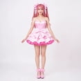 thumbnail image 4 of Halloween Costume Alien Stage Series Mizi & Sua Anime Cosplay Pink White Idol Dress Set,Halloween Role Play Outfit for Carnival Party,Size XS, 4 of 8