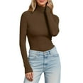 thumbnail image 2 of Long Sleeve Shirts for Women Fall Winter Basic Undershirt Turtleneck Slim Fit Plain Blouse Tunic Tops, 2 of 6