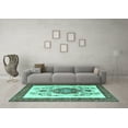 thumbnail image 3 of Ahgly Company Machine Washable Indoor Square Persian Turquoise Blue Traditional Area Rugs, 4' Square, 3 of 4