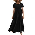 thumbnail image 2 of Gibobby Vestido largo de playa de verano para mujer Vestido maxi bohemio de manga corta con estampado floral de verano para mujer(Negro,G), 2 of 5