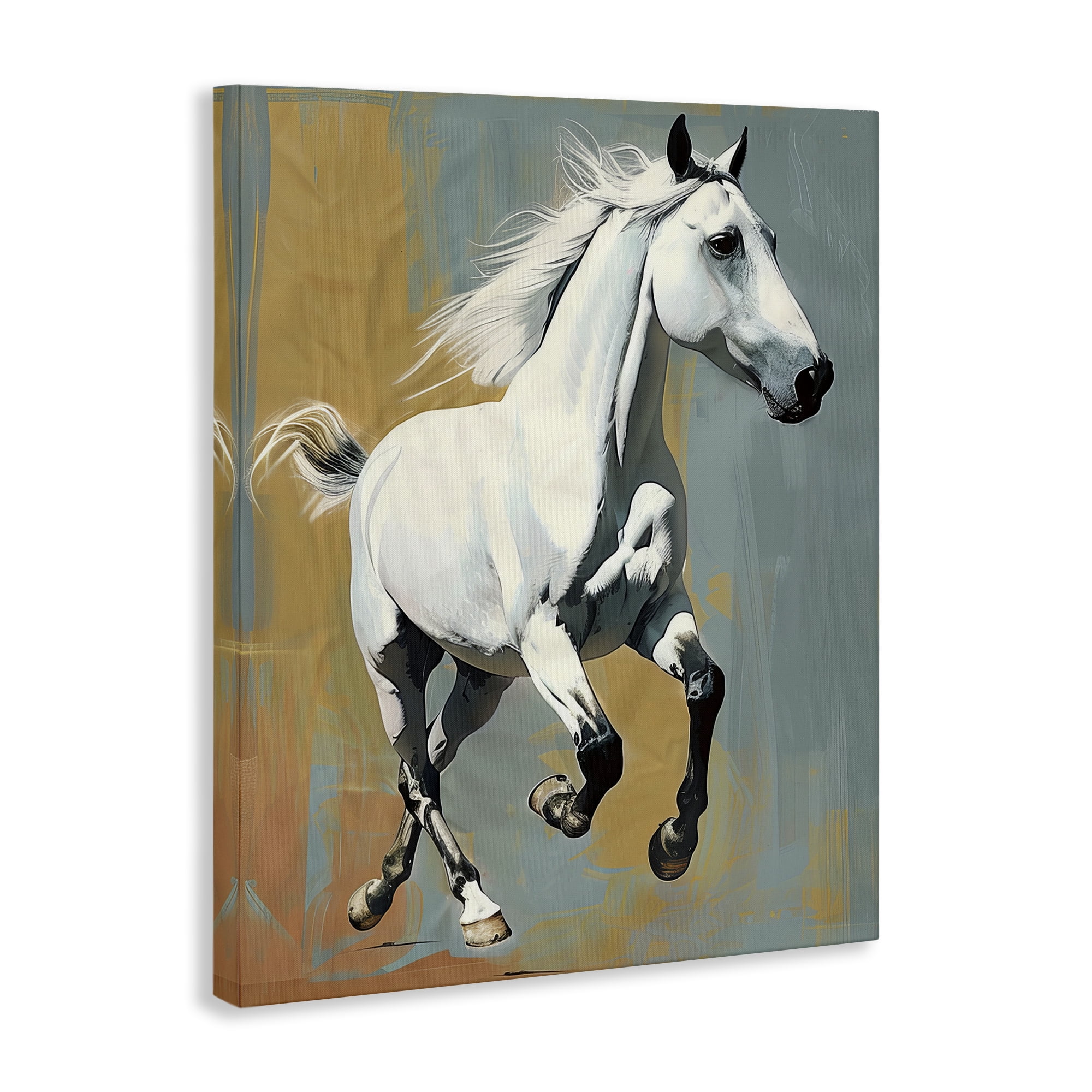Stupell Industries Elegant Jumping Horse Animals Painting Wrapped Canvas Art Print Wall Art, 24 x 30