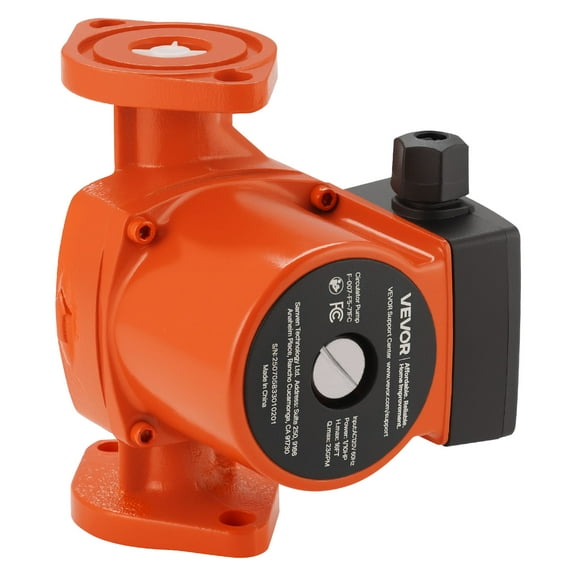 VEVOR F-007-F5-71FC Cast Iron Circulator Pump, 23 GPM, AC 120V 16 ft Hot Water Recirculating Circulation Pump, 1-Inch Flange Connection, 3-Speed Adjustment, Quiet Operation, for Home Heating System