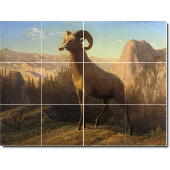 Ceramic Tile Mural-Albert Bierstadt Animals Painting 1. 48" w x 36" h using (12) 12 x 12 ceramic tiles