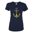 thumbnail image 2 of Trippy Mandala Nautical Colorful Mosaic Anchor | Womens Fashion Graphic T-Shirt, Navy, X-Large, 2 of 4