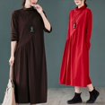 thumbnail image 4 of Vestido de cuello alto medio suelto de punto de talla grande artístico de otoño e invierno para mujeres gorditas, 4 of 5