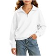 thumbnail image 2 of RYRJJ Girls Half Zip Sweatshirt Lightweight Long Sleeve Pullover Top Drop Shoulder Sweatshirts Fall Fashion Clothes for Kids Boys, 2 of 9